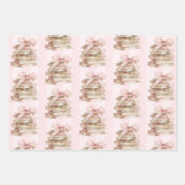 New Chapter Pink Bow Stripes Inpakpapier Vel (Voorkant)