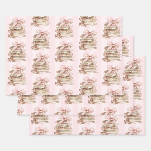 New Chapter Pink Bow Stripes Inpakpapier Vel (Set)