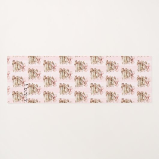 New Chapter Pink Bow Stripes Yogamat (Achterkant (horizontaal))