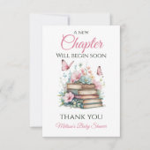 New Chapter Pink Girl Storybook Book Baby Shower Bedankkaart (Voorkant)
