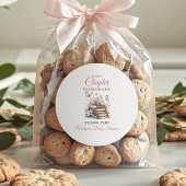 New Chapter Pink Girl Storybook Book Baby Shower Ronde Sticker