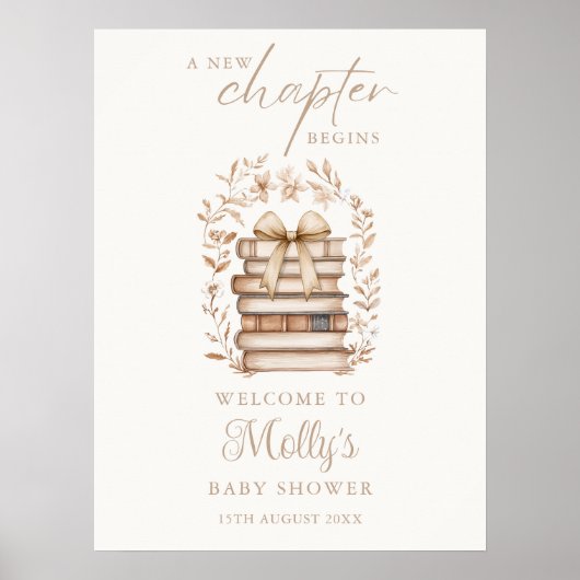 New Chapter Storybook Bow Baby Shower Welcome Sign Poster (Voorkant)