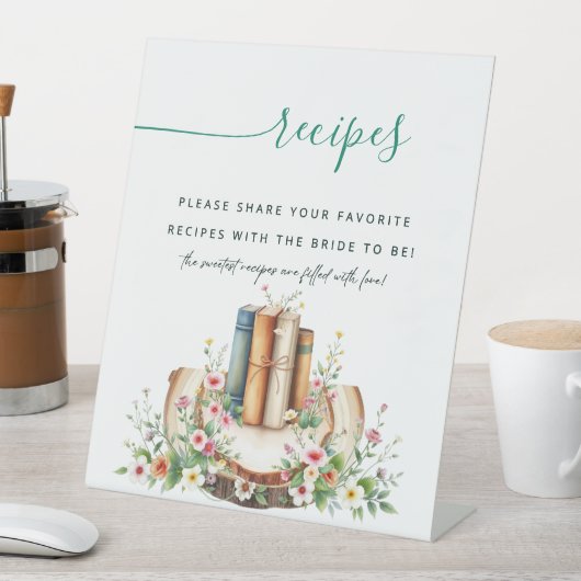 New Chapter Storybook Recipe Bridal Shower Sign Reclamebord Met Voetstuk (Insitu)