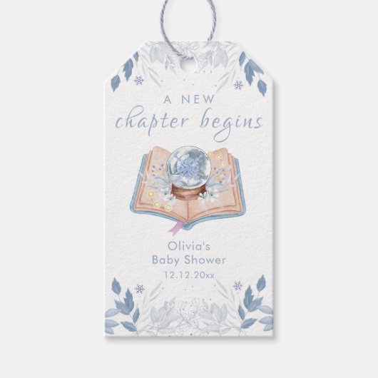 New Chapter Winter Floral Snowball Baby Shower  Cadeaulabel (Voorkant)