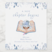 New Chapter Winter Floral Snowball Baby Shower  Wijn Etiket (Enkel label)