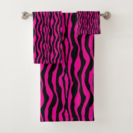 *New* Chic Pink Zebra Print Towel set Bad Handdoek (Insitu)
