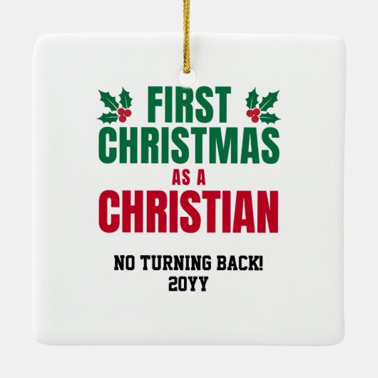 NEW CHRISTIAN FIRST CHRISTMAS KERAMISCH ORNAMENT (Achterkant)