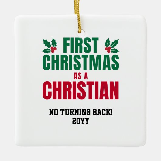 NEW CHRISTIAN FIRST CHRISTMAS KERAMISCH ORNAMENT (Voorkant)