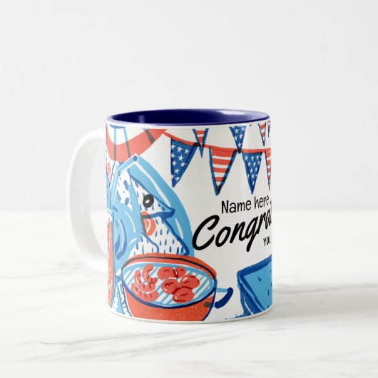 New Citizen Gift - Amerikaans Patriottisch Nederla Tweekleurige Koffiemok (Voorkant links)