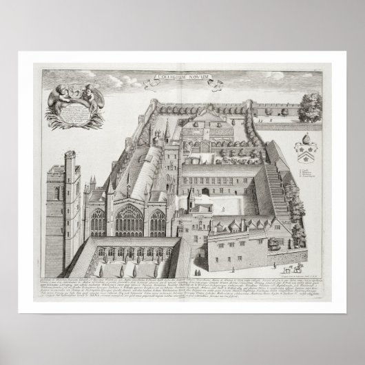 New College, Oxford, uit 'Oxonia Illustrata', pub Poster (Voorkant)