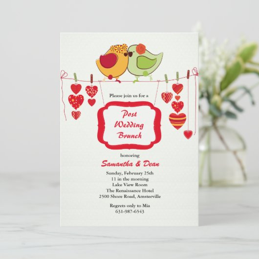 New Couple - Post Wedding Brunch Uitnodiging (Staand voorkant)