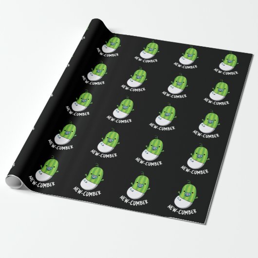 New cumber Funny Veggie Cucumber Pun Dark BG Cadeaupapier (Uitgerold)