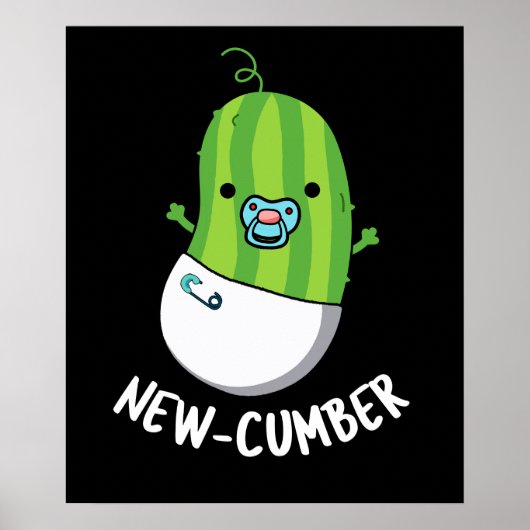 New cumber Funny Veggie Cucumber Pun Dark BG Poster (Voorkant)