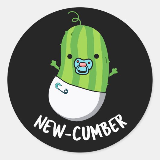 New cumber Funny Veggie Cucumber Pun Dark BG Ronde Sticker (Voorkant)