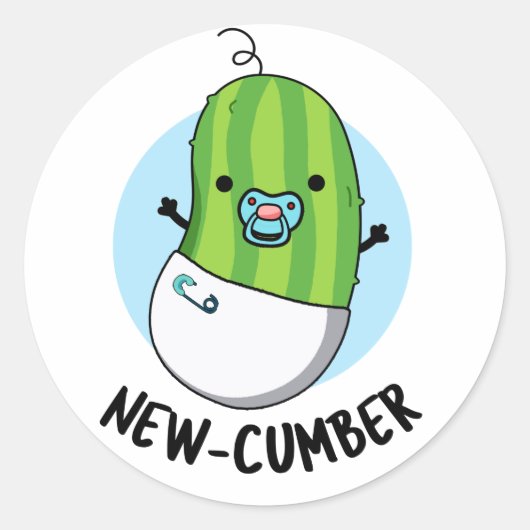 New cumber Funny Veggie Cucumber Pun Ronde Sticker (Voorkant)