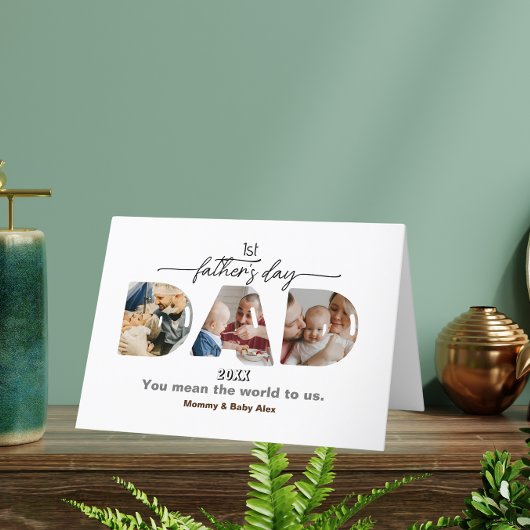 NEW DAD 3 foto's Collage eerste Vaderdag Kaart