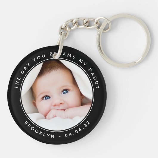 New Dad Baby Photo Keepomwille Sleutelhanger (Achterkant)