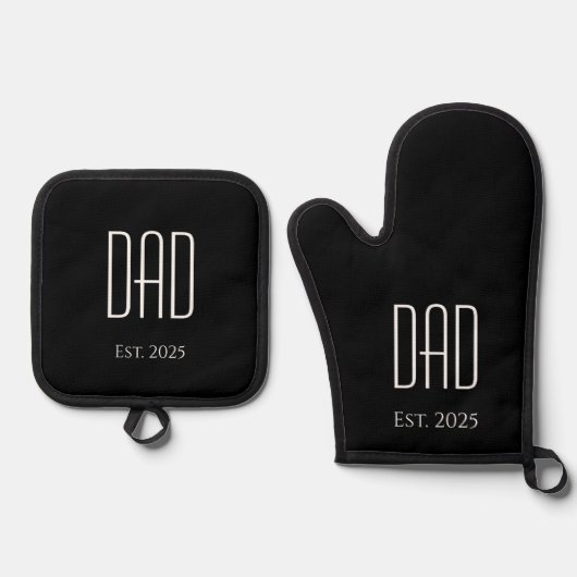 New Dad Vaderdag Black White minimalist Ovenwant & Pannenlap Set (Voorkant)