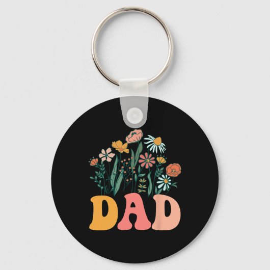 New Dad Wildflower First Birthday &amp; Baby Showe Sleutelhanger (Voorkant)