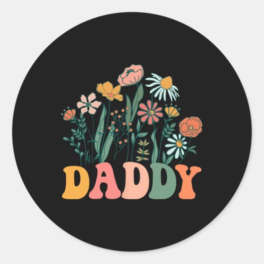 New Daddy Wildflower First Birthday & Baby Sho Ronde Sticker (Voorkant)