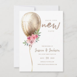 New Date Wedding Postponement Beige Balloon Save The Date