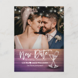 New Date Wedding Postponement Change of Plan Photo Aankondigingskaart