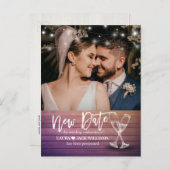 New Date Wedding Postponement Change of Plan Photo Aankondigingskaart (Voorkant / Achterkant)