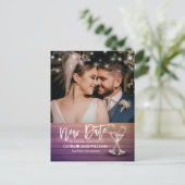 New Date Wedding Postponement Change of Plan Photo Aankondigingskaart (Staand voorkant)