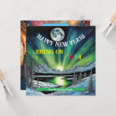 New Dawn, New Day, New Year Flat Wenskaart Kaart (Voorkant / Achterkant in situ)