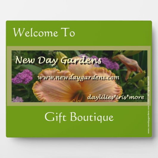 New Day Gardens Boutique Placard Fotoplaat (Voorkant)