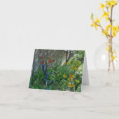 New Day Gardens Notecard-Blue Bottles Kaart (Gele Bloem)
