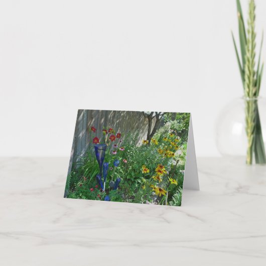 New Day Gardens Notecard-Blue Bottles Kaart (Voorkant)