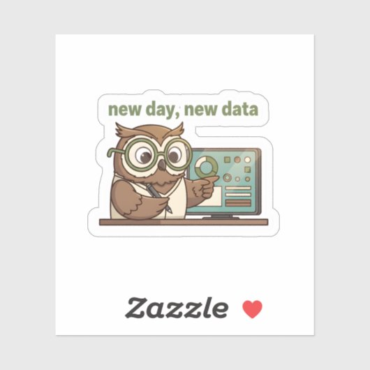 New Day New Data Sticker – Cute Owl for Analysts (Vel)