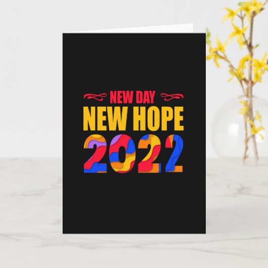 New Day New Hope 2022-happy new year-grappig Kaart (Gele Bloem)