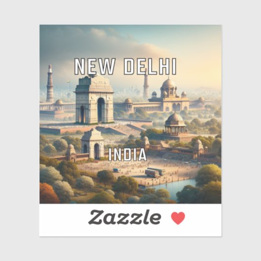 New Delhi India 3 inch Vinyl Sticker (Vel)