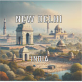 New Delhi India 3 inch Vinyl Sticker (Voorkant)