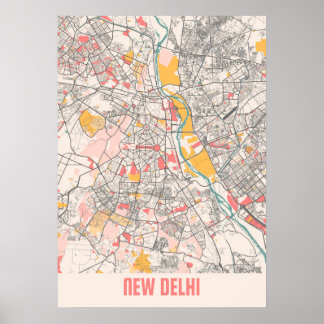 New Delhi - India Chalk City Map Poster