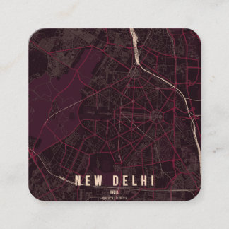 New Delhi India City Map & Custom Text Vierkante Visitekaartje