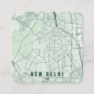 New Delhi India City Map & Custom Text Vierkante Visitekaartje