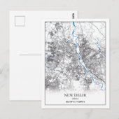 New Delhi India City Map Eenvoudig Briefkaart (Voorkant / Achterkant)