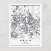 New Delhi India City Map Eenvoudig Briefkaart (Voorkant)
