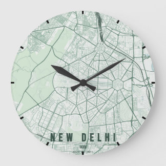 New Delhi India City Map Minimal Grote Klok