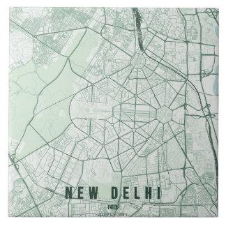 New Delhi India City Map Minimal Tegeltje