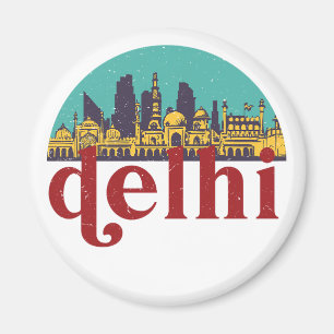 New Delhi India  City Skyline Cityscape Art Magneet