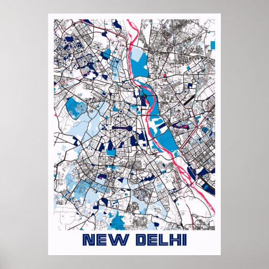 New Delhi - India MilkTea City Map Poster (Voorkant)