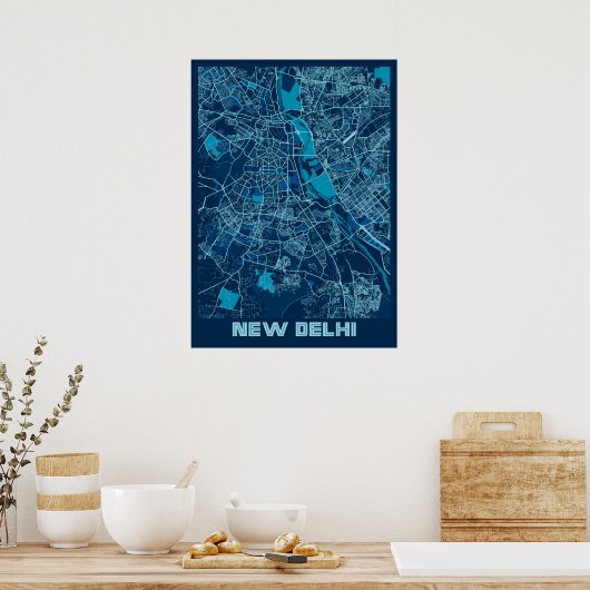 New Delhi - India Peace City Map Poster (Keuken)