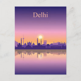  New Delhi, India Reizen waterverf retro Briefkaart