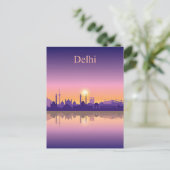  New Delhi, India Reizen waterverf retro Briefkaart (Staand voorkant)