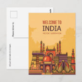  New Delhi, India Reizen waterverf retro Briefkaart (Voorkant / Achterkant)