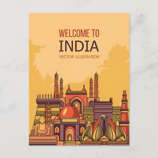 New Delhi, India Reizen waterverf retro Briefkaart (Voorkant)